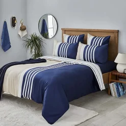 Clearance Nautica Home Aport 100% Cotton Duvet Cover Set, King, 230cmx220cm, Navy Blue Duvet Cover Sets