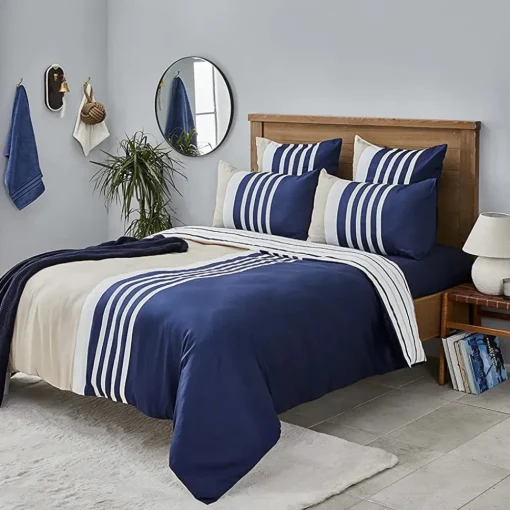 Clearance Nautica Home Aport 100% Cotton Duvet Cover Set, King, 230cmx220cm, Navy Blue Duvet Cover Sets