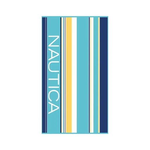 Hot Nautica Home Aqua 100% Turkish Cotton Beach Towel, 90cmx180cm, Blue Multi Towels
