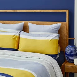 Clearance Nautica Home Bold 100% Cotton Duvet Cover Set, Double, 200cmx200cm, Yellow Multi Duvet Cover Sets
