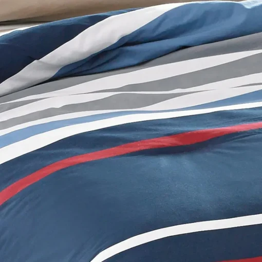 New Nautica Home Bradford 100% Turkish Cotton Duvet Cover Set, King, 230cmx220cm, Navy Blue Multi Duvet Cover Sets