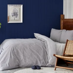 Outlet Nautica Home Darya 100% Turkish Cotton Duvet Cover Set, King, 230cmx220cm, Grey Duvet Cover Sets