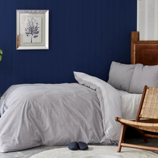 Outlet Nautica Home Darya 100% Turkish Cotton Duvet Cover Set, King, 230cmx220cm, Grey Duvet Cover Sets