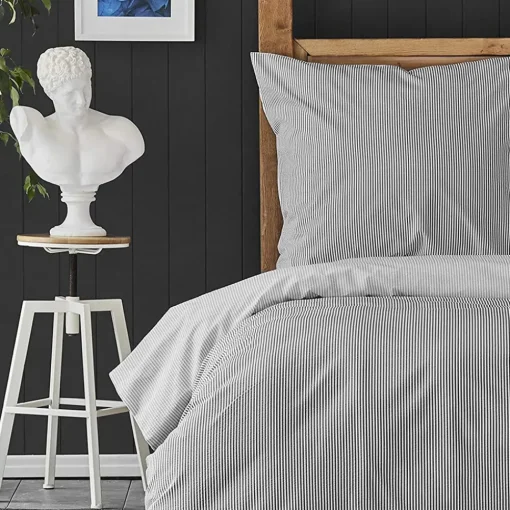Outlet Nautica Home Darya 100% Turkish Cotton Duvet Cover Set, King, 230cmx220cm, Grey Duvet Cover Sets