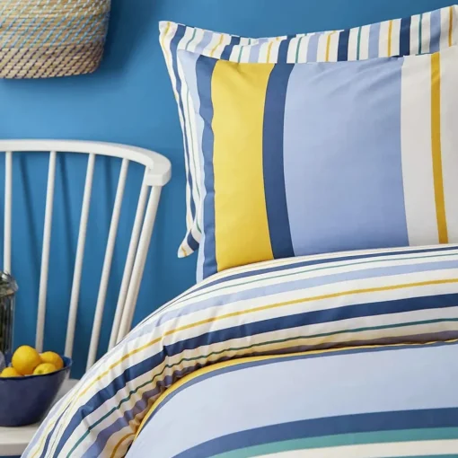New Nautica Home Dover 100% Turkish Cotton Duvet Cover Set, Super King, 260cmx220cm, Blue Multi Duvet Cover Sets