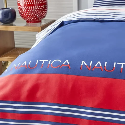 Sale Nautica Home Drifting 100% Cotton Duvet Cover Set, King, 230cmx220cm, Navy Blue Multi Duvet Cover Sets