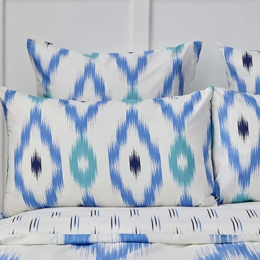 New Nautica Home Ikat 100% Cotton Duvet Cover Set, Single, 140cmx200cm, White Blue Duvet Cover Sets