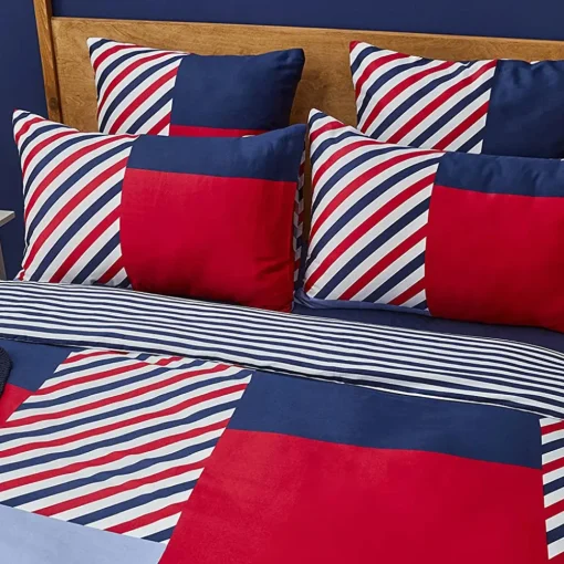 Discount Nautica Home Morris 100% Cotton Duvet Cover Set, King, 230cmx220cm, Navy Blue Multi Duvet Cover Sets