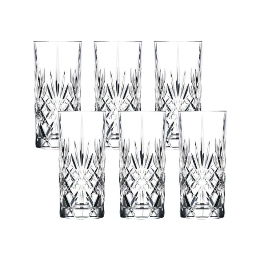 Clearance Rcr Melodia 6-Piece Highball Glass Set, 360ml, Transparent Highball Glasses