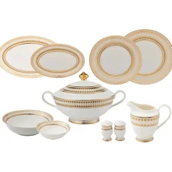Online Weimar Joanna Of Bavaria 63-Piece Fine Bone China Dinner Set for 12 People, White Gold See All Dinner Sets|Fine Bone Dinner Sets